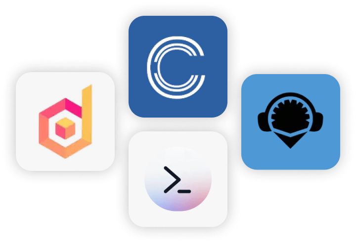 Banner showing four resource app icons
